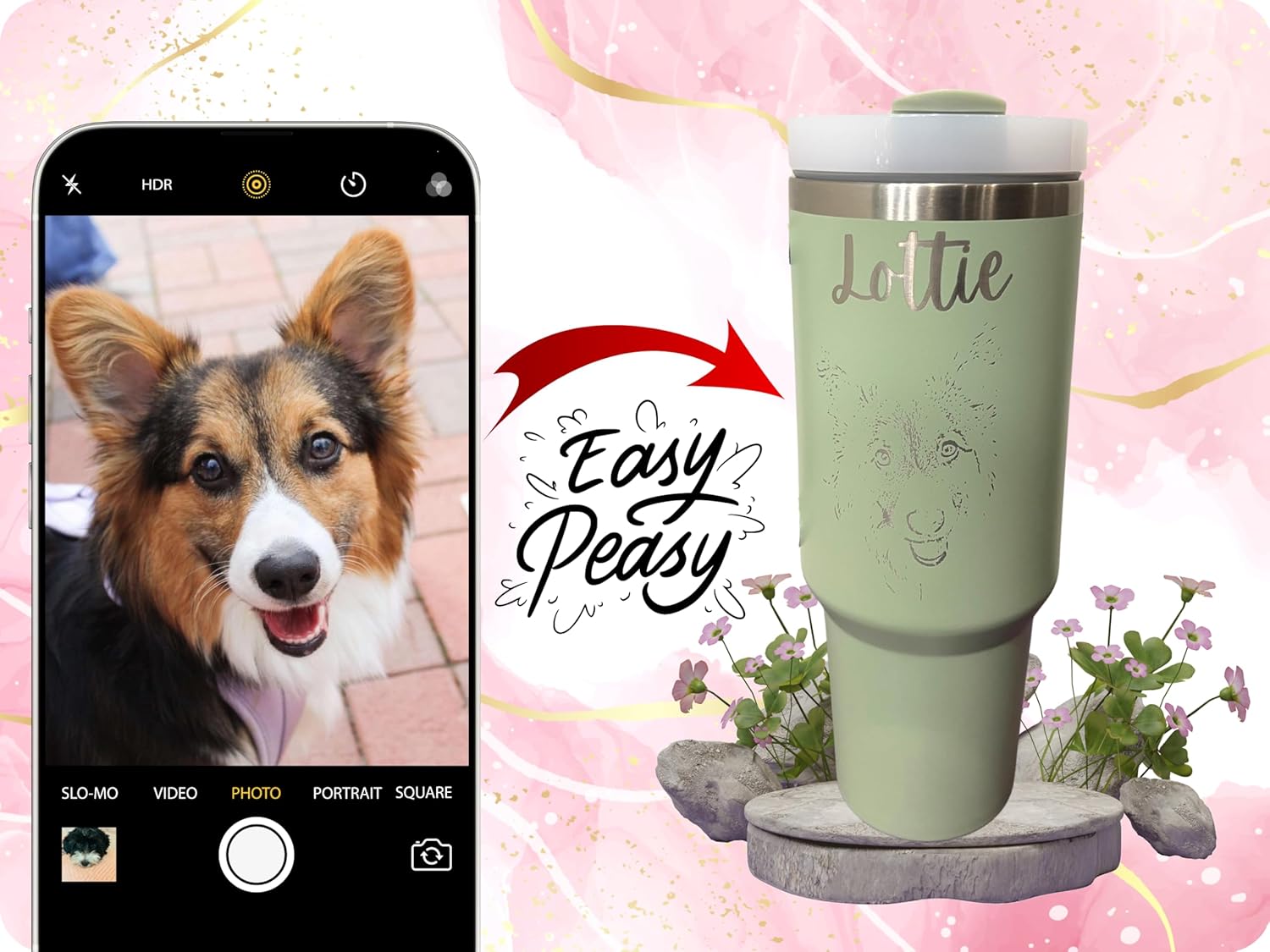 Personalized 40oz Tumbler With Handle Lid and Straw, Christmas gifts, Bridesmaid Gifts, Birthday Gift for Her, Corporate Custom Logo - Image 2