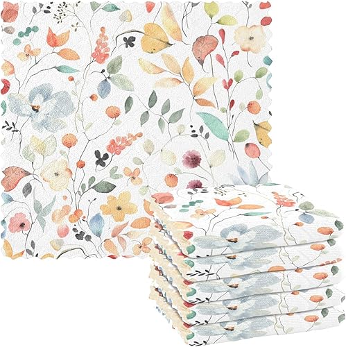 Colorful Floral Flowers Cotton Print Microfiber Towels for Kitchen Absorbent 6 Pack Microfiber Drying Towel Kitchen for Restaurant Table