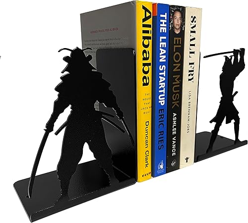 Miniatura 3 de Sujetalibros decorativos de metal para estantes, sujetalibros Samurai, extremos de libros antideslizantes, tapón de libro para decoración del hogar