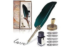 Feather Quill Pen and Ink Set Blue: Timeless Elegance for Writing and Art