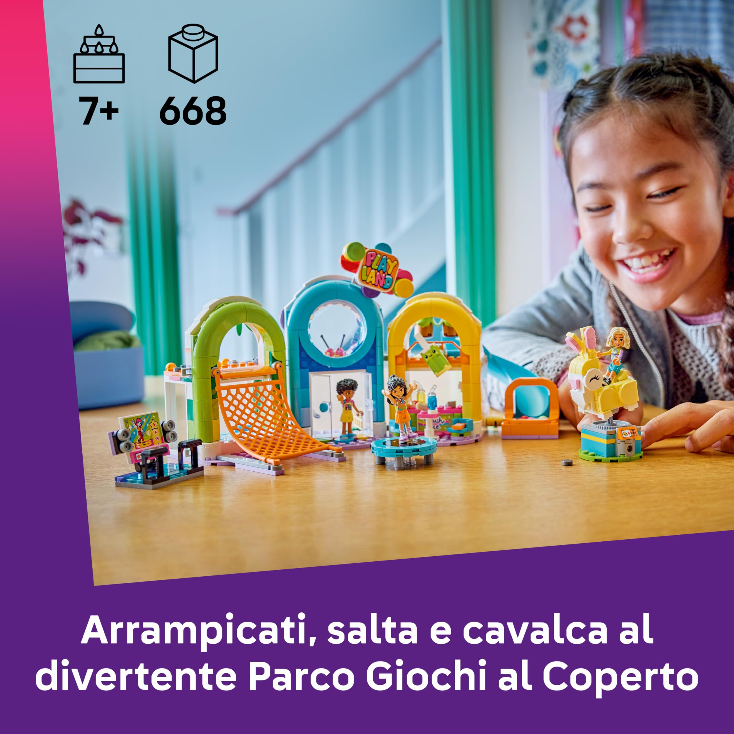 LEGO Friends Parco Giochi al Coperto - Gioco Creativo con Scivolo, Piscina di Palline, Giostra, Snack Bar, 3 Mini Bamboline e Accessori - Regalo di Compleanno per Bambine da 7 Anni in su - 42686