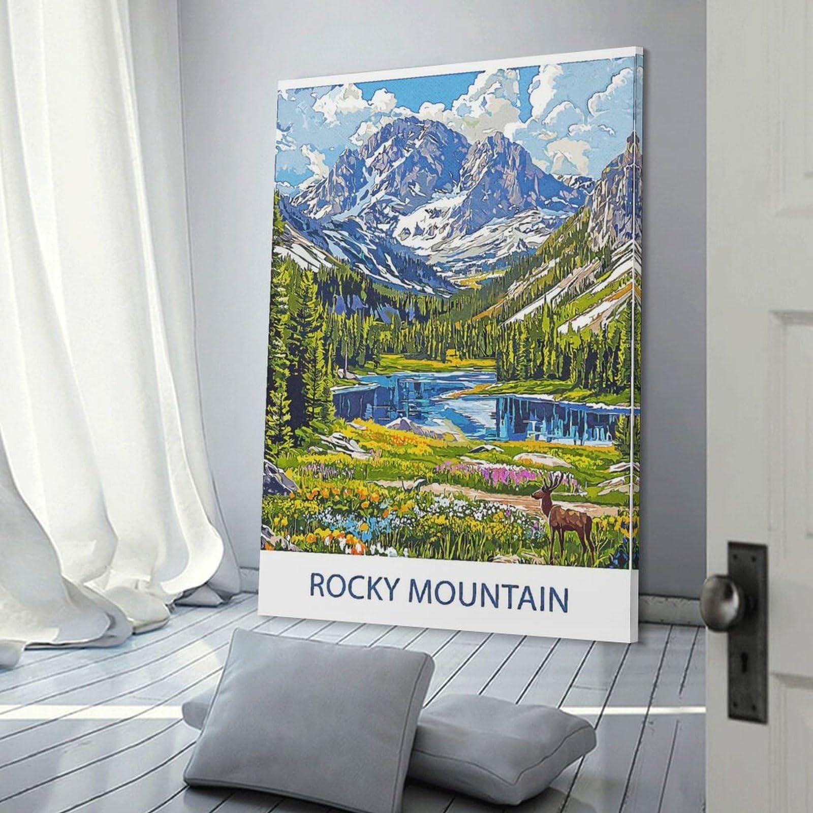 Junmoney Canvas Wall Picture Rocky Mountain Landscape, 20x30inch(50x75cm), for Office, Study Or Home Workspace, Canvas Wall Decor for Creative Rooms