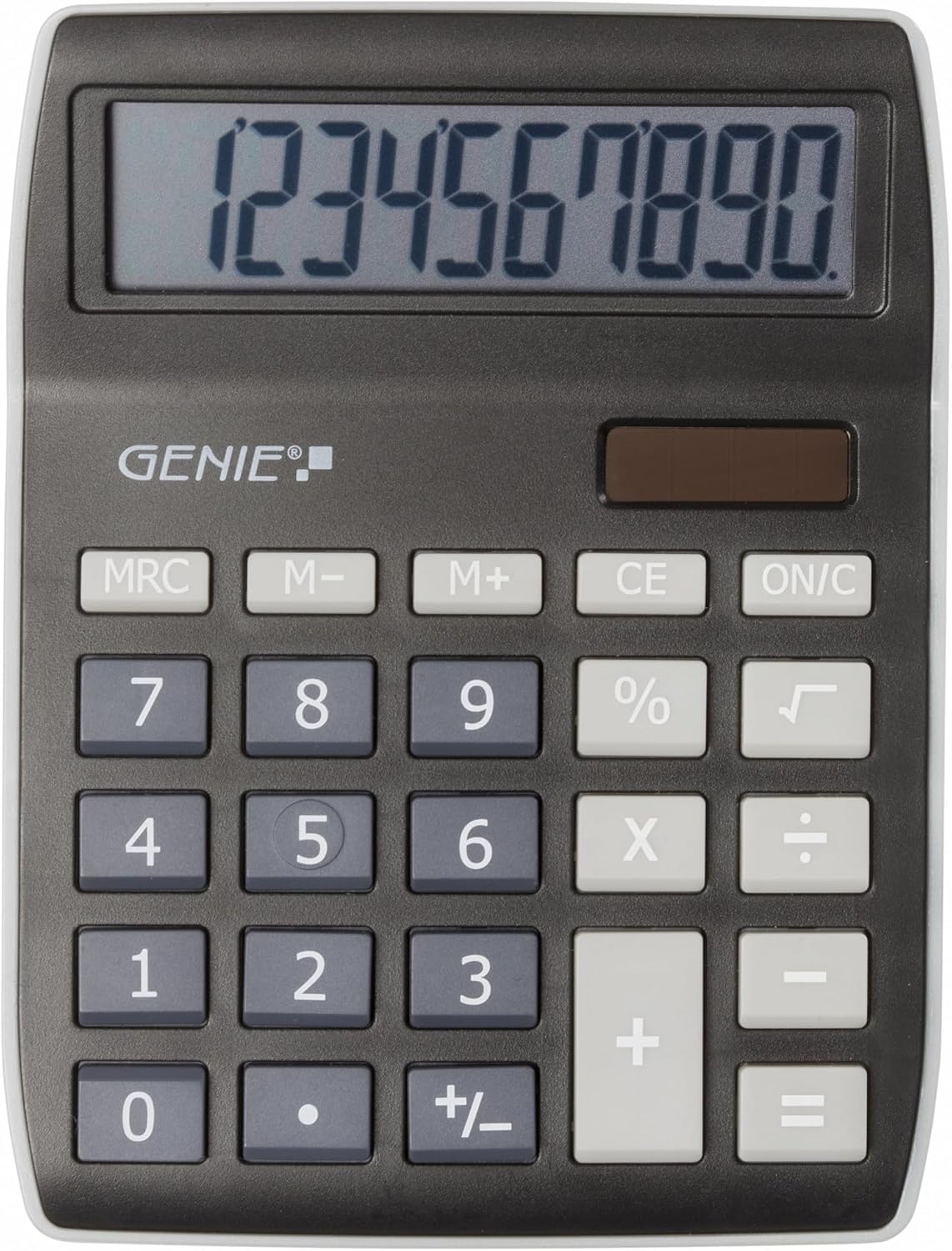 Genie 840 BK 10 Digit Desktop Calculator, Dual Power (Solar and Battery), Compact Design, Black