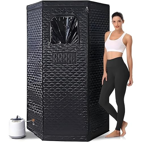 Portable 5-Sided Steam Sauna Box – 1500W Home Sauna Tent with 3L Steamer Folding Sauna Chair Foot Mat and Manual for Relaxation and Detox