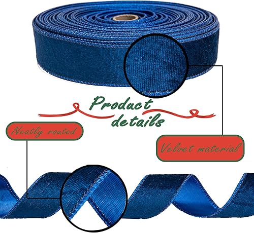 Miniatura 2 de Cinta de terciopelo navideño de 1.5 pulgadas x 10 yardas, cinta con alambre de 1.5 pulgadas de ancho para decoración de manualidades de Navidad,