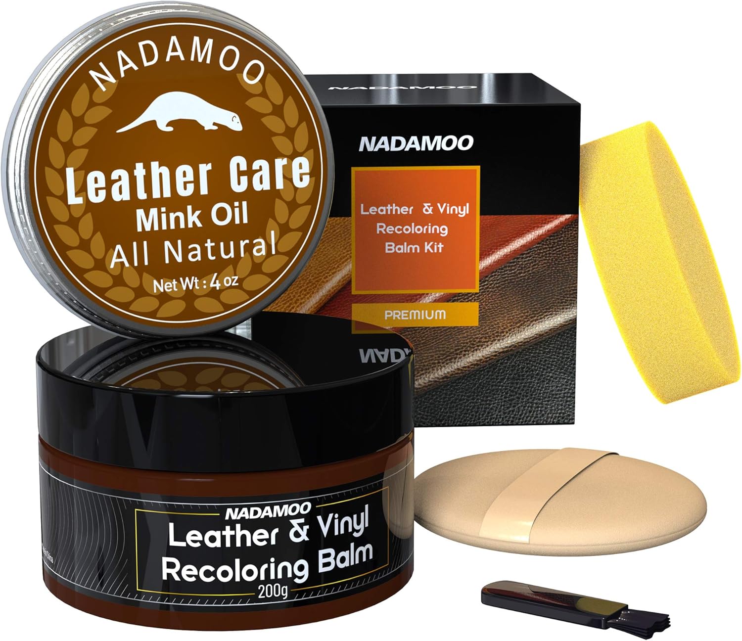 NADAMOO Dark Brown Leather Recoloring Balm with Mink Oil Leather Conditioner