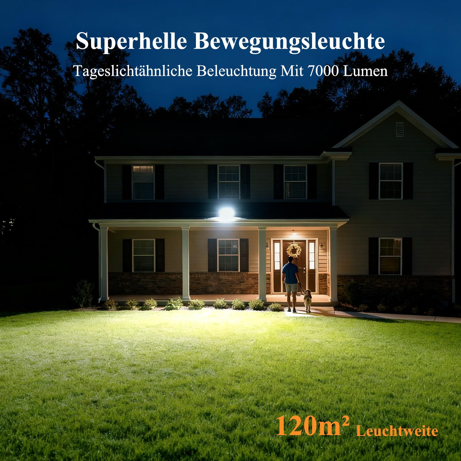 50W LED Strahler mit Bewegungsmelder 7000LM Flutlicht 6500K Kaltweiß Superhell Scheinwerfer Außenstrahler IP67 Wasserdicht LED Fluter mit Bewegungsmelder Außen für Garten Terrasse Vorhof