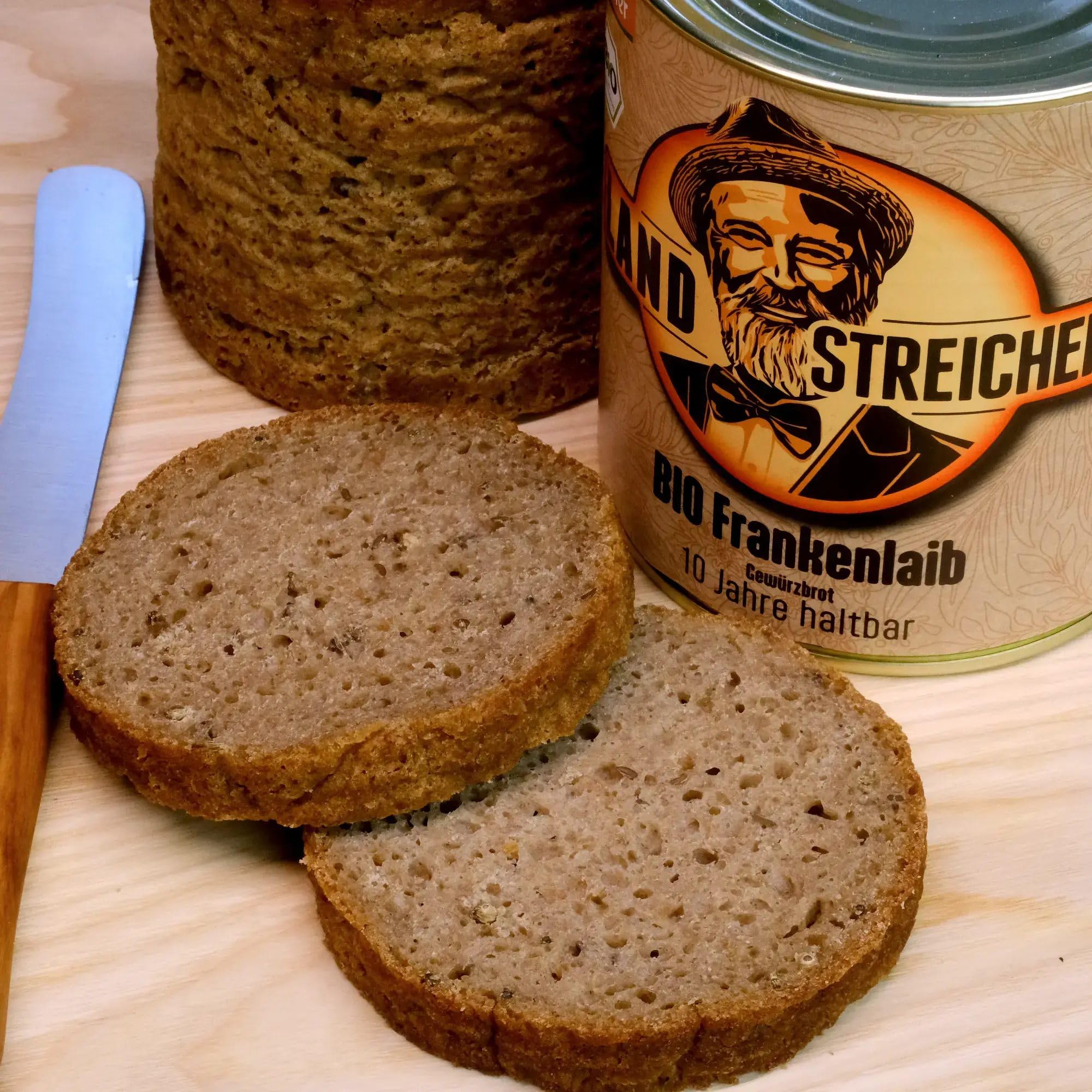 LANDSTREICHER Demeter BIO Dosenbrot, Frankenlaib (Gewürzbrot), 10 Jahre haltbar, verschiedene Packungsgrößen (6-er Pack)