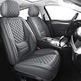 Chezope Automotive Car Seat Covers Full Set Universal Fit for Most Cars SUV Sedans Trucks Waterproof Leatherette Car Seat Covers Accessories Grey