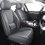 Chezope Automotive Car Seat Covers Full Set Universal Fit for Most Cars SUV Sedans Trucks Waterproof Leatherette Car Seat Covers Accessories Grey