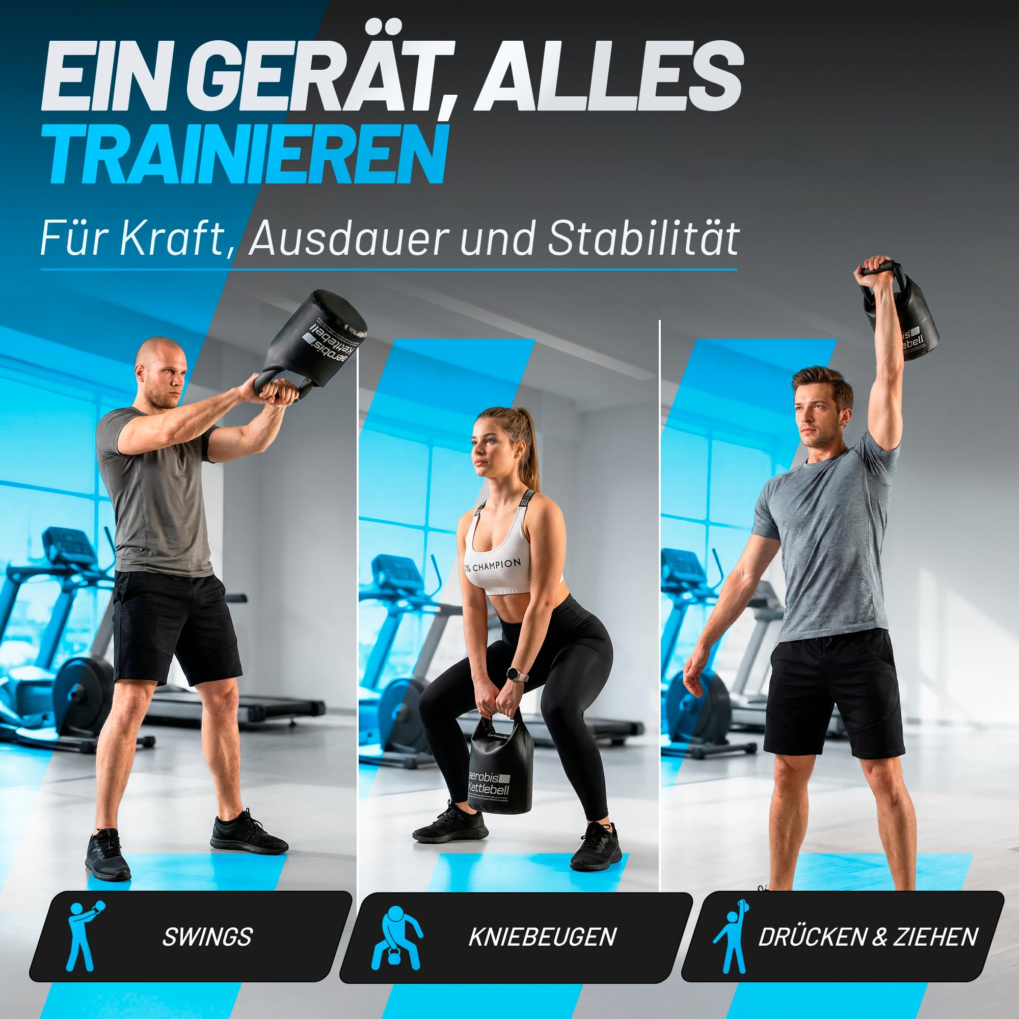 aerobis® Kettlebell verstellbar - 1 bis 25 kg individuell anpassbare Sand Kugelhantel - Platzsparend & Reisetauglich, strength training equipment, Kugelgewicht, Gewicht Kugel