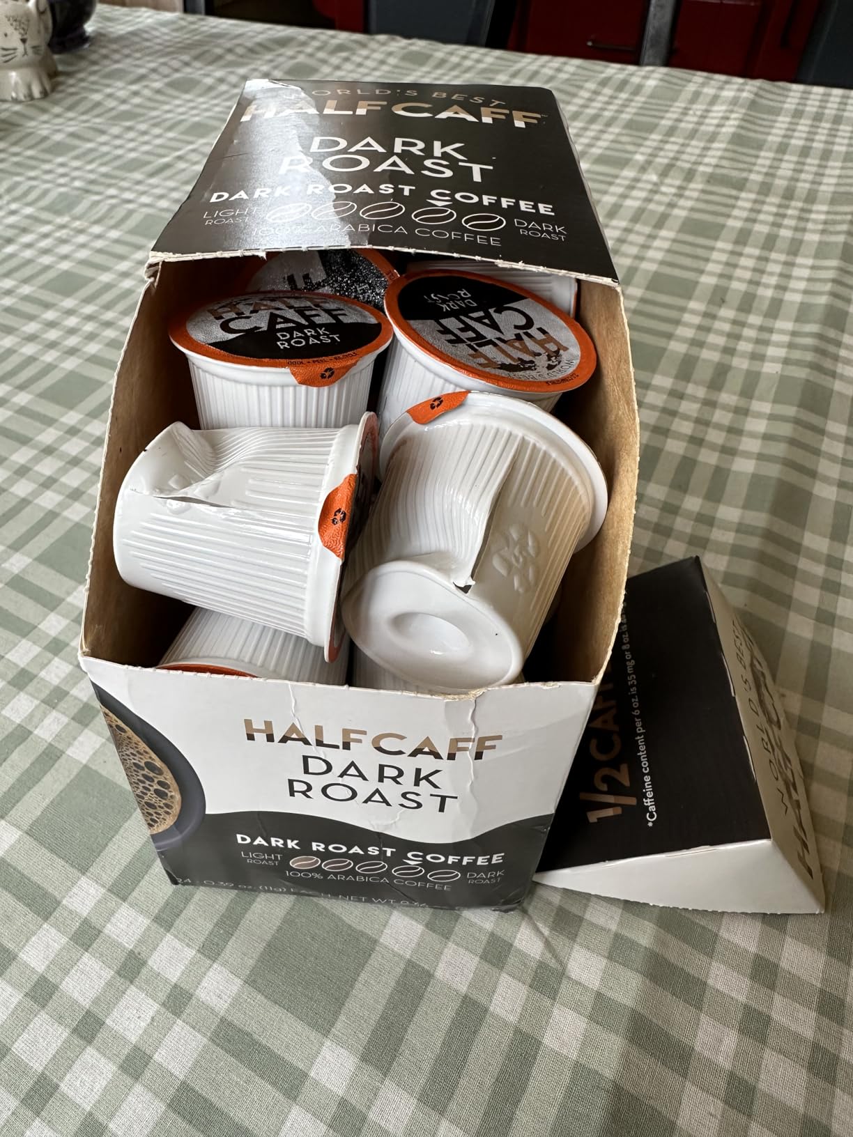 World's Best Half Caff Dark Roast Coffee Pods, 100 ct, Recyclable Single Serve Pods – 100% Arabica Coffee, Compatible with Keurig K Cups Maker