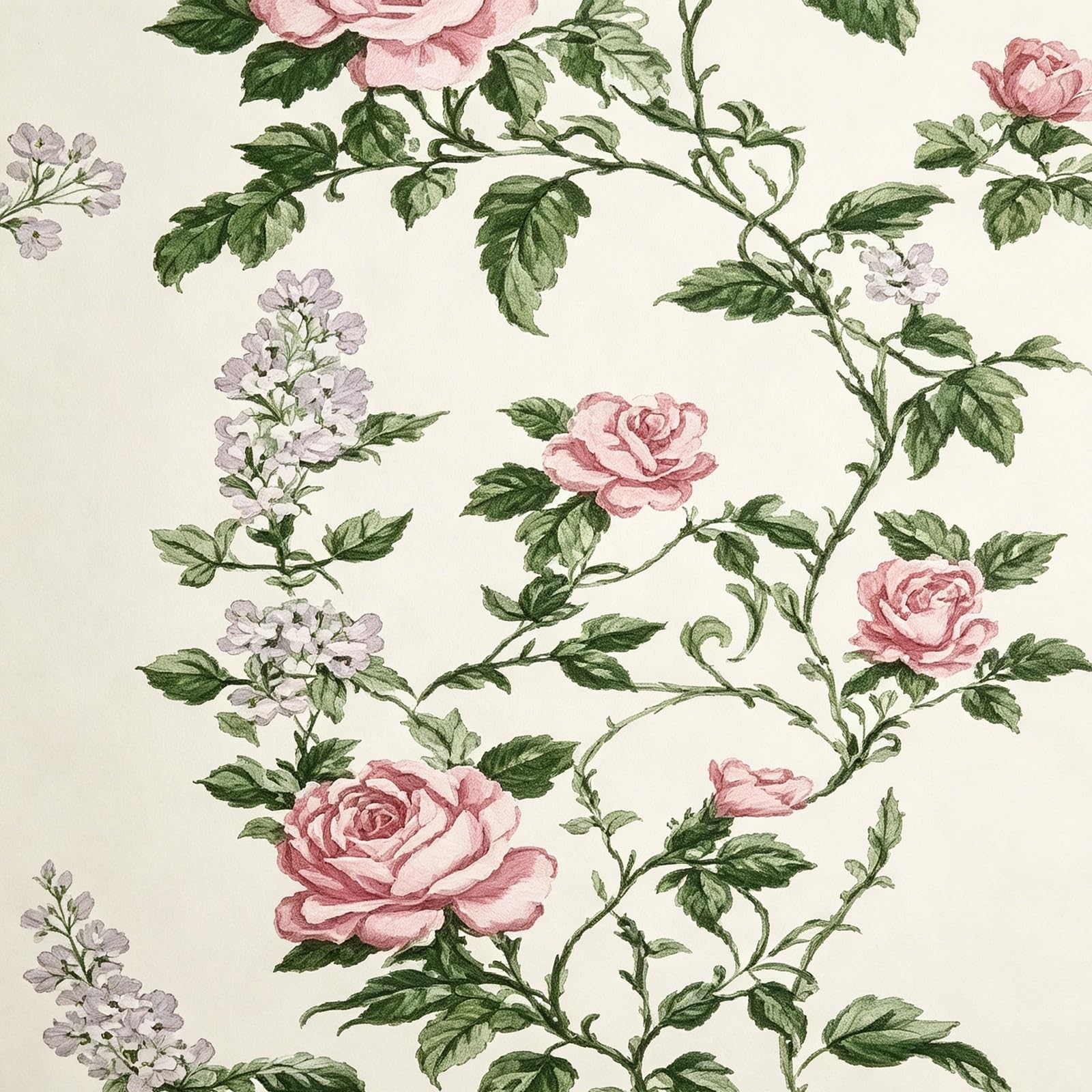 Zynqra K ﻿Vintage Floral Peel And Stic Wallpaper,Removable Vinyl,Bathroom Cabinets(,L300cm/118.1In*W44cm/17.3In)