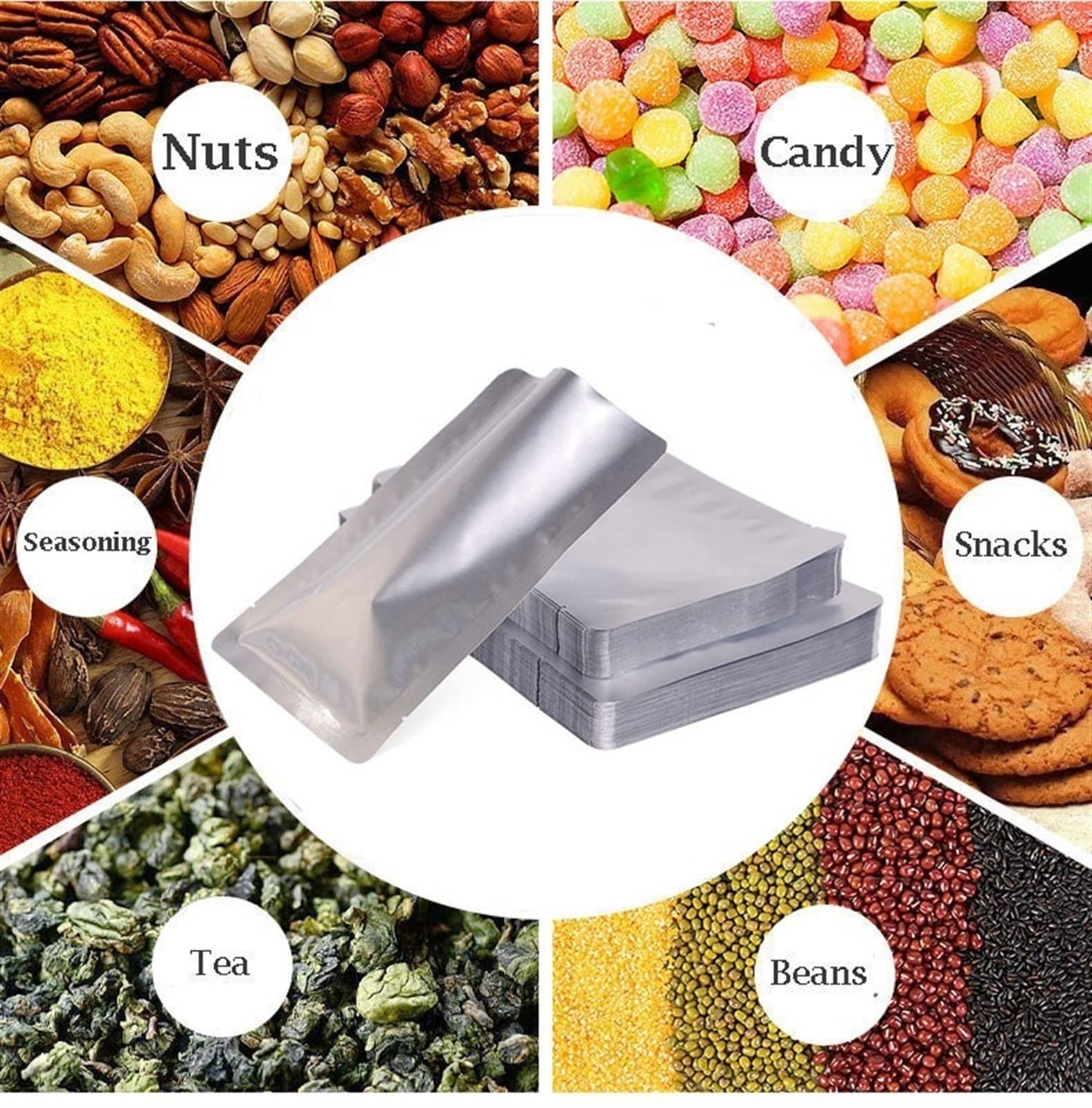 Sacs sous Vide for Aliments, 100 sachets Mylar for Riz, céréales, Haricots et Conservation Alimentaire d'urgence à Long Terme, de Tailles Assorties, Plats thermoscellables(40 * 60cm)