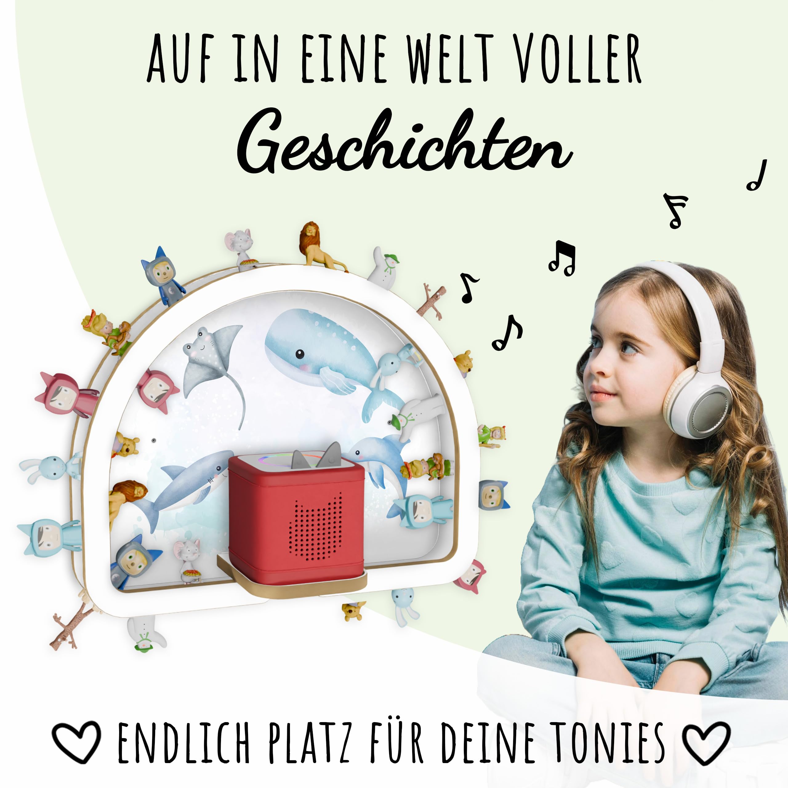 Holzura Tonie Regal Personalisiert, Magnetischer Rahmen Toniebox Regal für Tonies und Toniebox 2, Regenbogen