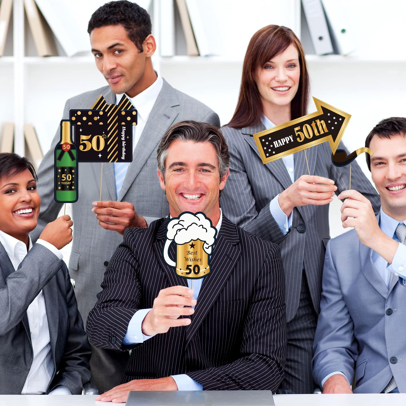 Fotobox Accessoires 38 Stück Schwarz Gold - Party Requisiten Für Hochzeit & Geburtstag