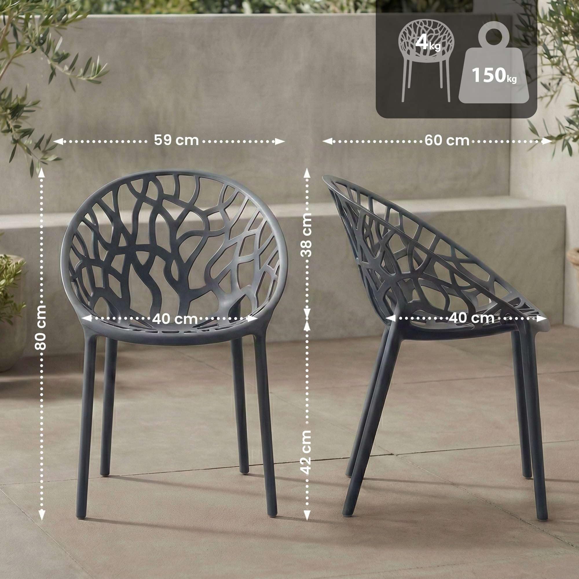 CLP Gartenstühle 4er Set stapelbar wetterfest Hope, Gartensessel mit Lehnen UV-beständig, Outdoorstühle aus Kunststoff bis 150 kg belastbar | Farbe anthrazit