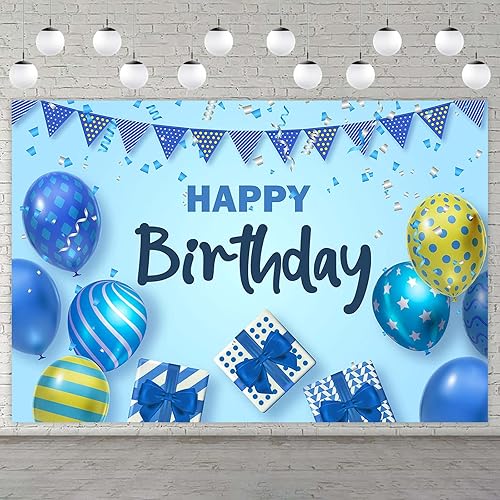 Pancarta de feliz cumpleaños globos de fondo con temática de confeti para niñas niños mujeres hombres 1 16 18 21 30 40 50 60 suministros de