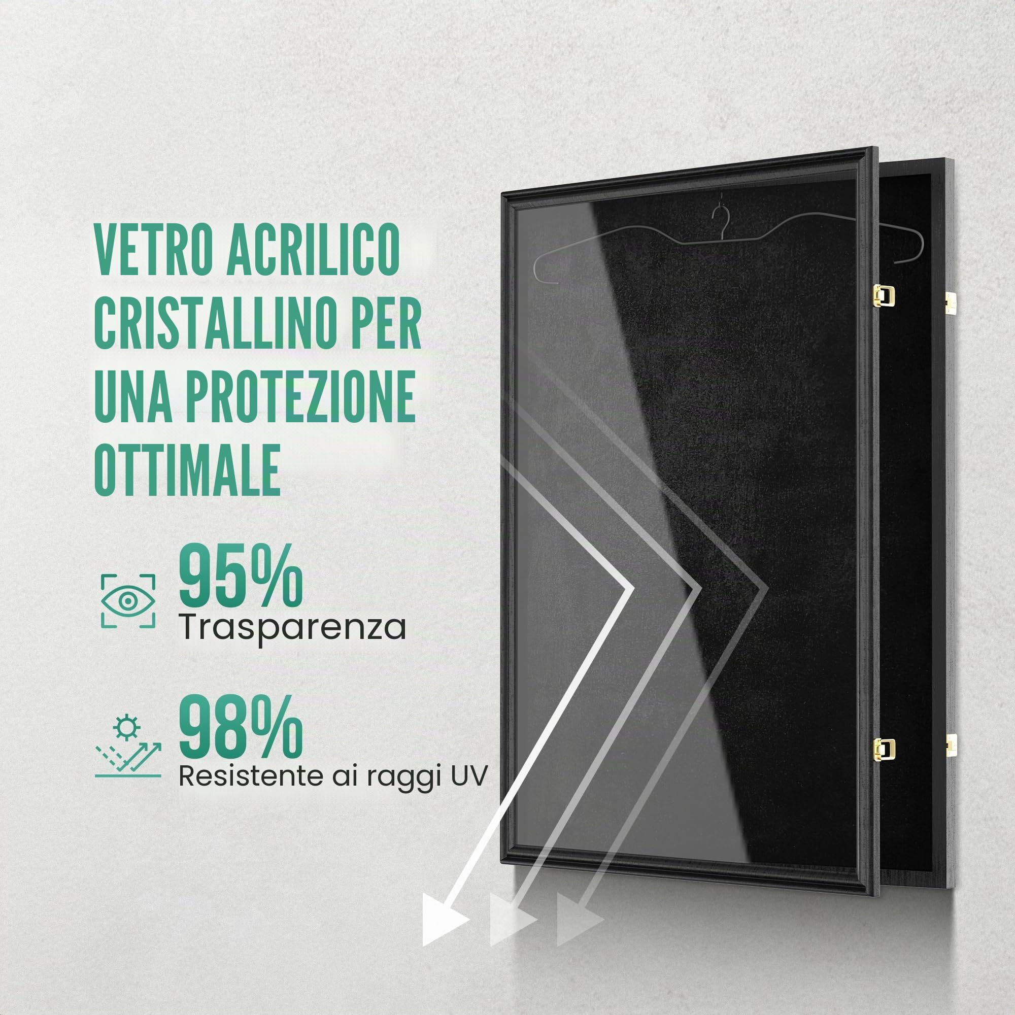 Avalo Cornice per cornice da 80 x 60 cm nero - Cornice profonda per foto - Adatta per maglietta da calcio incorniciata - Pieghevole