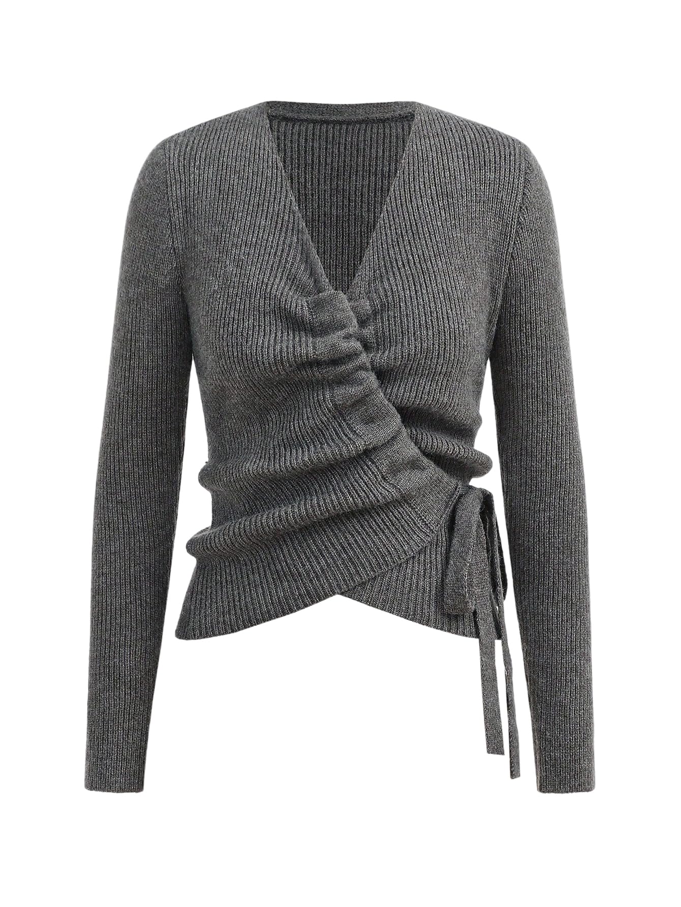 SOLY HUX Womens V Neck Wrap Sweater Long Sleeve Tie Side Pullover Trendy Knit Fall Tops
