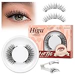 Higu clace Magnetic Eyelashes with Applicator, 1 Pair Reusable Magnetic Lashes Without Eyeliner, Magnetic Eyelashes Natural Look, No Glue Needed (XTY-A)