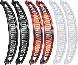 6 Pcs Banana Hair Clip Double Comb Long Hair Clips Banana Hair Comb for Thick & Fine Hair (Brown & Black)