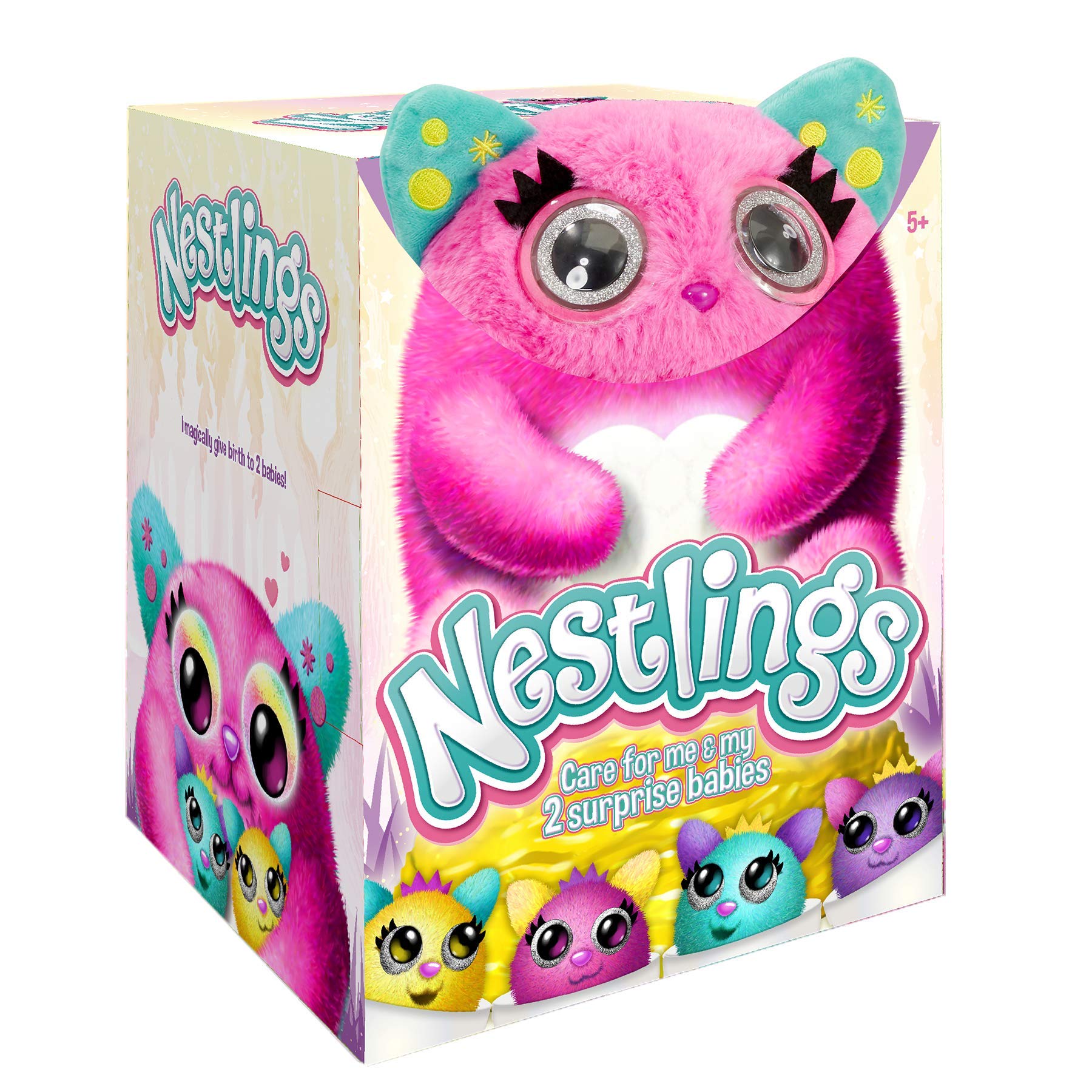 Nestlings Rosa, Mascota interactiva. Cuídala y sus bebés nacerán. Disponible en Rosa y Azul , color/modelo surtido