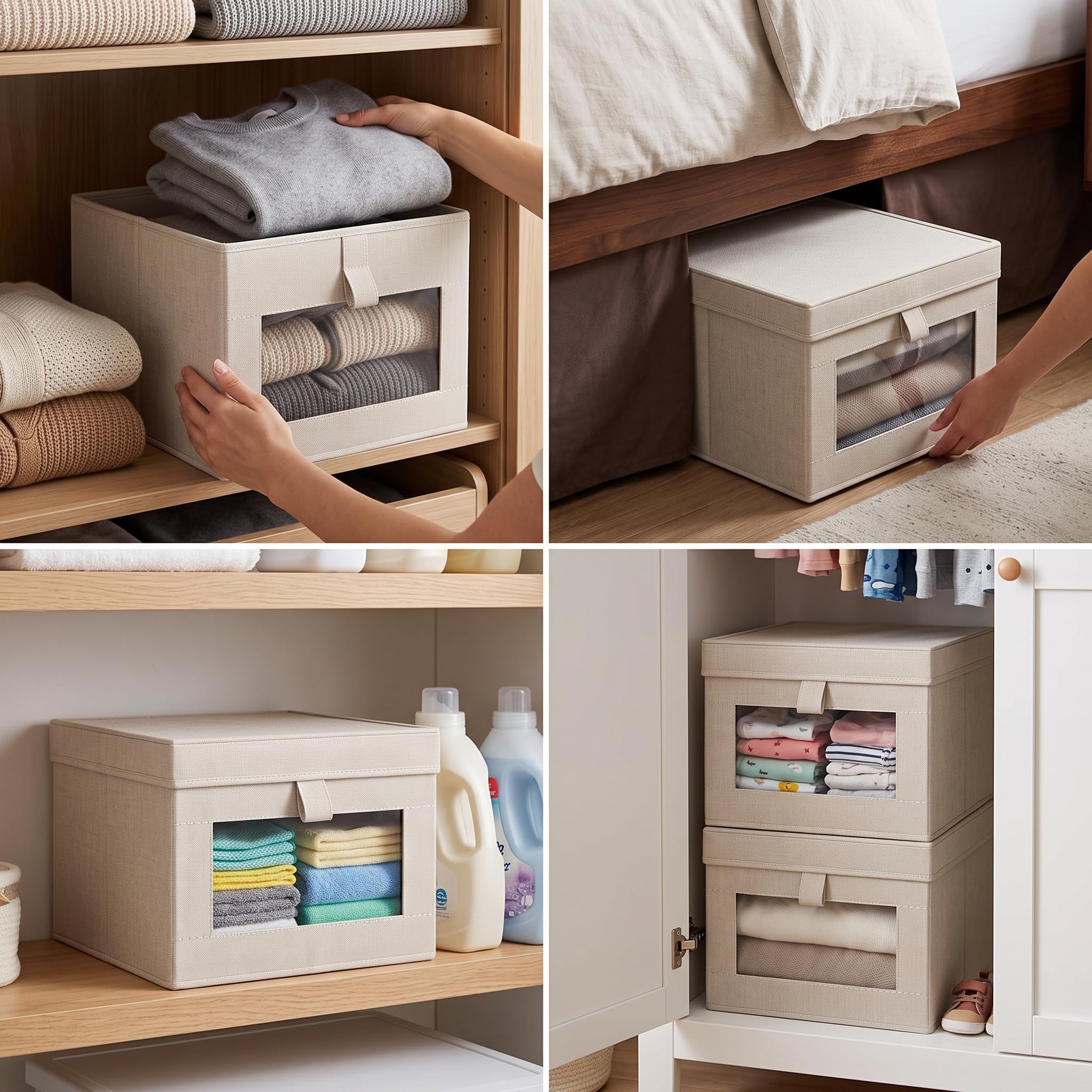 Cesto organizador plegable tela para armario, cesto almacenamiento para ropa y ropa interior, para guardar, Con tapa