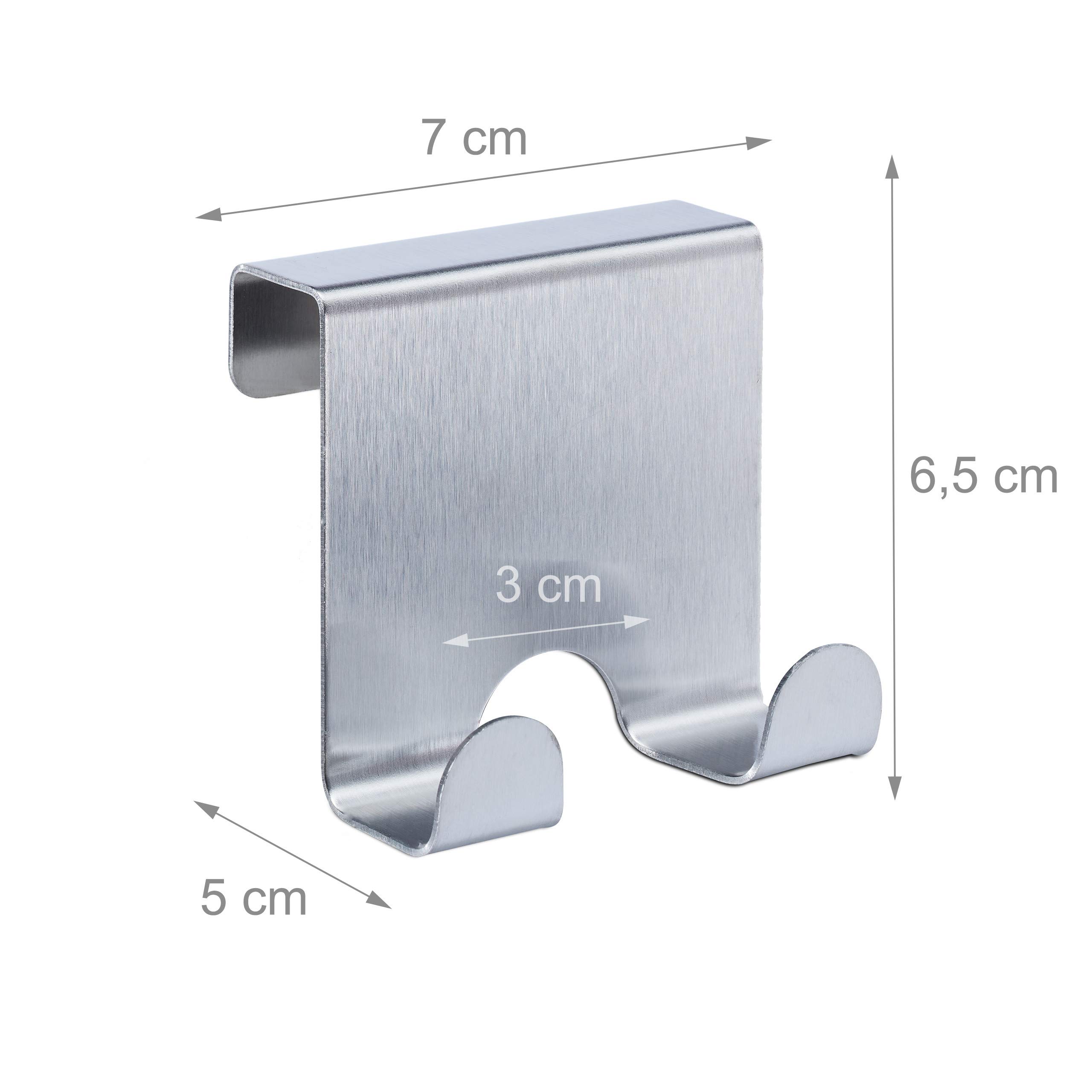 Relaxdays 40x Ganci da Porta, Set di Appendini Sopraporta Doppi, da Appendere, Appendiabiti Bagno Corridoio & Camera, Argento