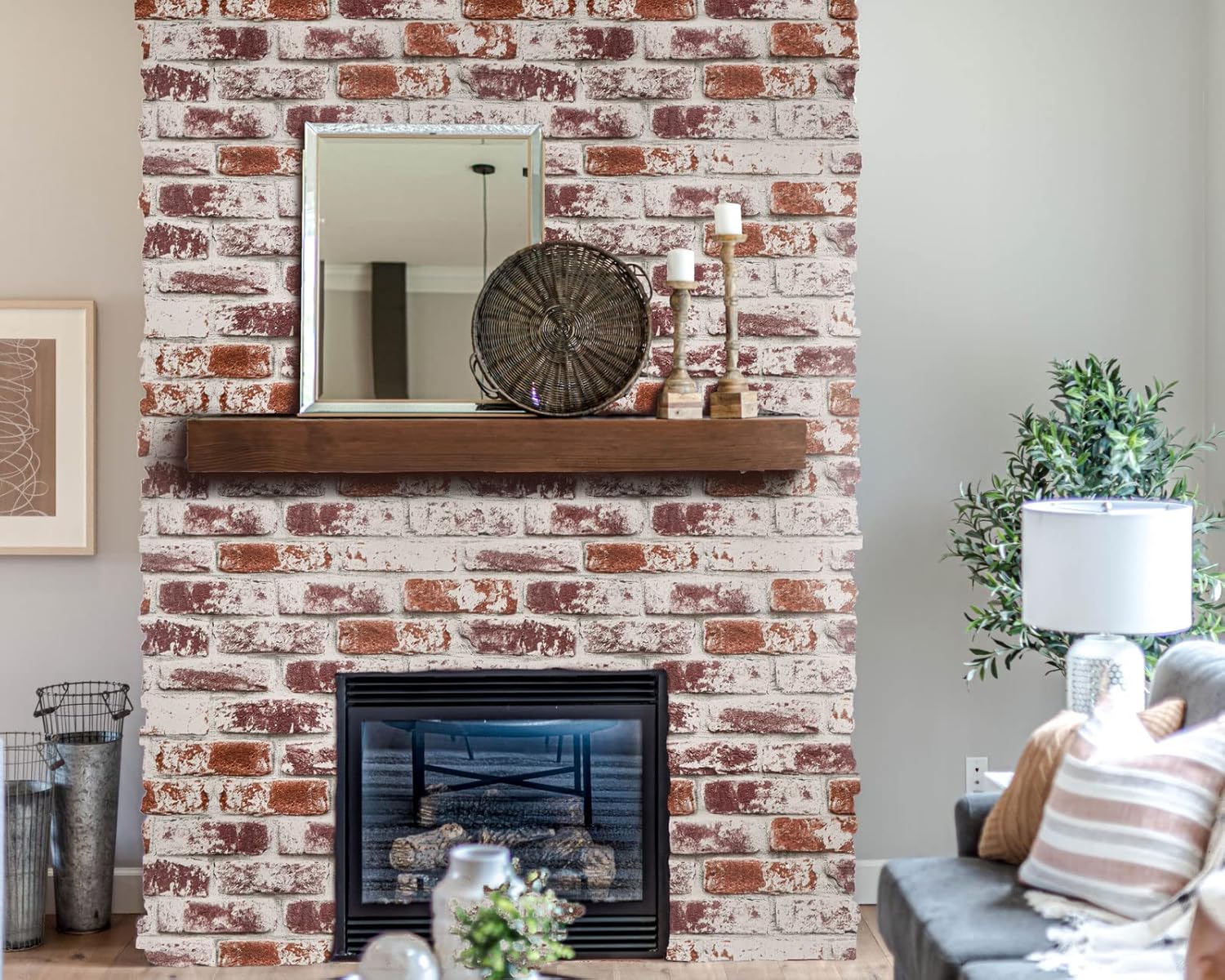 Cohoo Home Red Brick Wallpaper Peel and Stick Contact Paper for Walls Faux 3D Brick Self-Adhesive Removable Wallpaper for Kitchen Backsplash Wall Paper for Bedroom Bathroom Waterproof 17.7inW 393inL