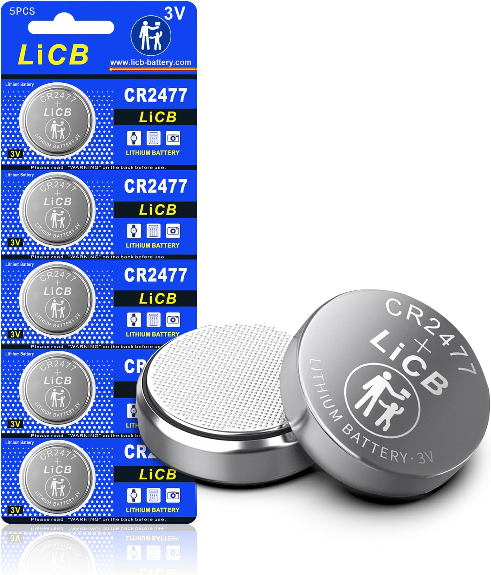 LiCB CR2477 Battery,Long-Lasting & High Capacity CR2477 Lithium Batteries,3 Volt Coin & Button Cell (5-Pack)