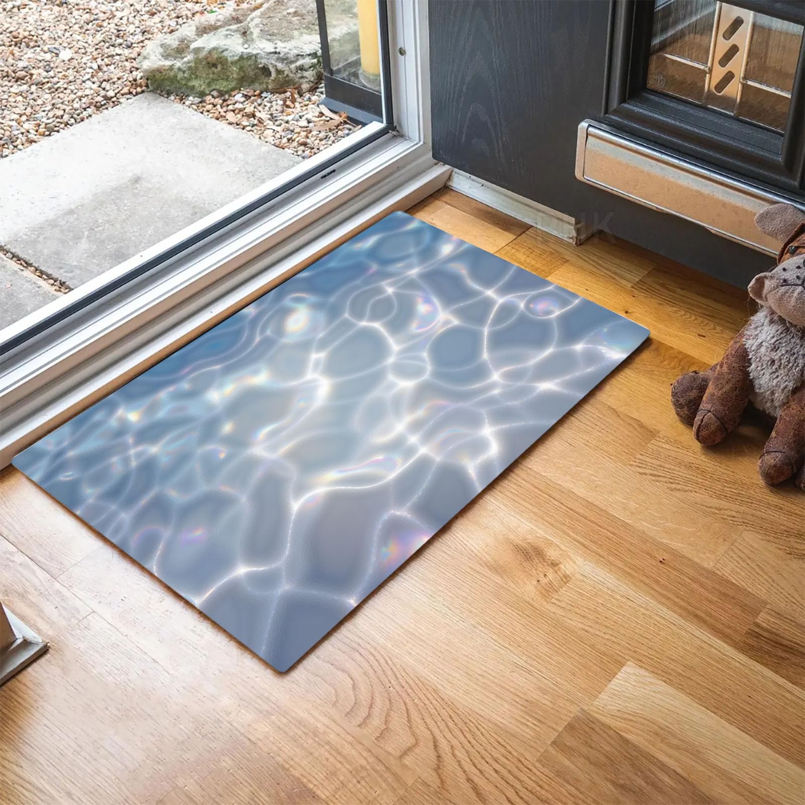 Alfombra Pequeña Entrada Casa Gris Azulado Antideslizante Lavables En Lavadora Tapetes 40X60 Cm Habitacion Baño Cocina Exterior Tapete Ondulaciones Sombras Luz De La Superficie Agua Pelo Corto Carpete