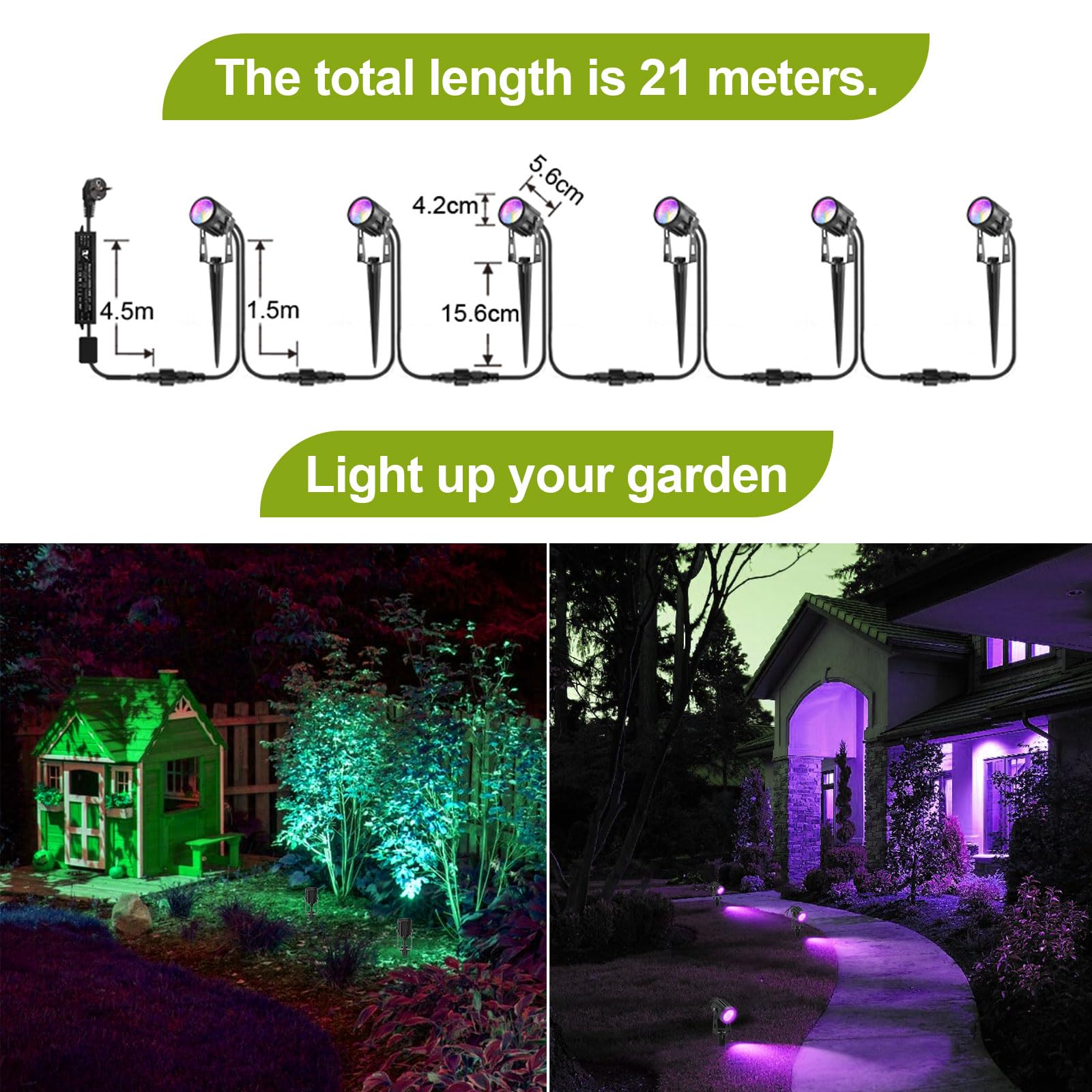 AHOTSUK LED Tuin Spot Licht Netvoeding Waterdicht IP66 5W 12V DC Kleurveranderende Landschapsverlichting Laagspanning Spot Lights Outdoor Spike RGB Verlichting (10 Pack