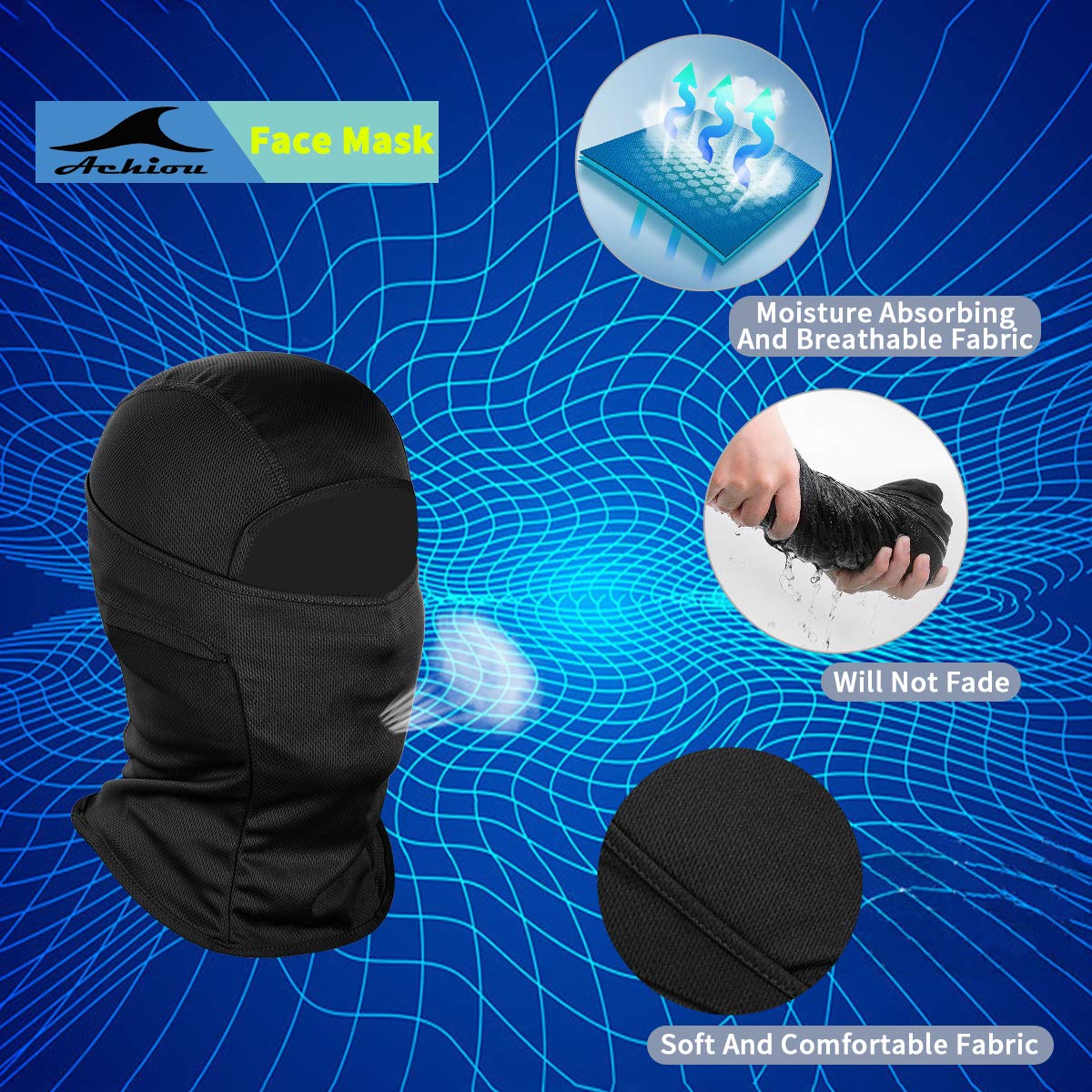 Achiou Balaclava Face Mask UV Protection for Men Women Sun Hood