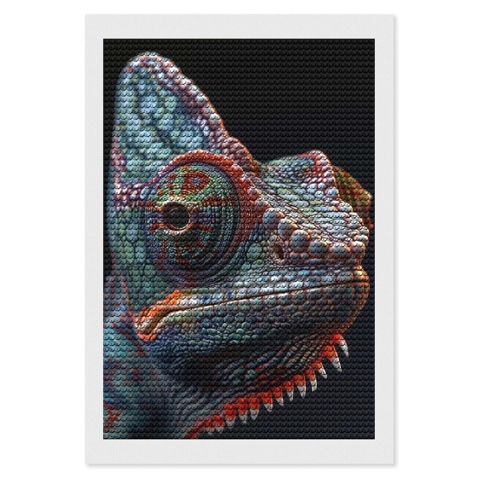 Junmoney Chameleon Diamond Art Kit 8"x12", Gift Idea, for Family Craft Time, Mindful Craft Activity, Boho Decor, Relaxing DIY Hobby