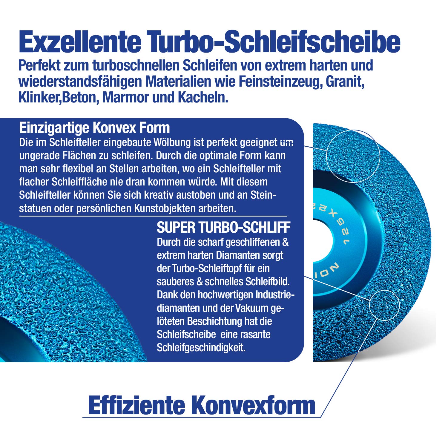 Mola Diamantata Curva SEDION 125mm X 22.23mm - Per Granito, Marmo, Pietra E Piastrelle