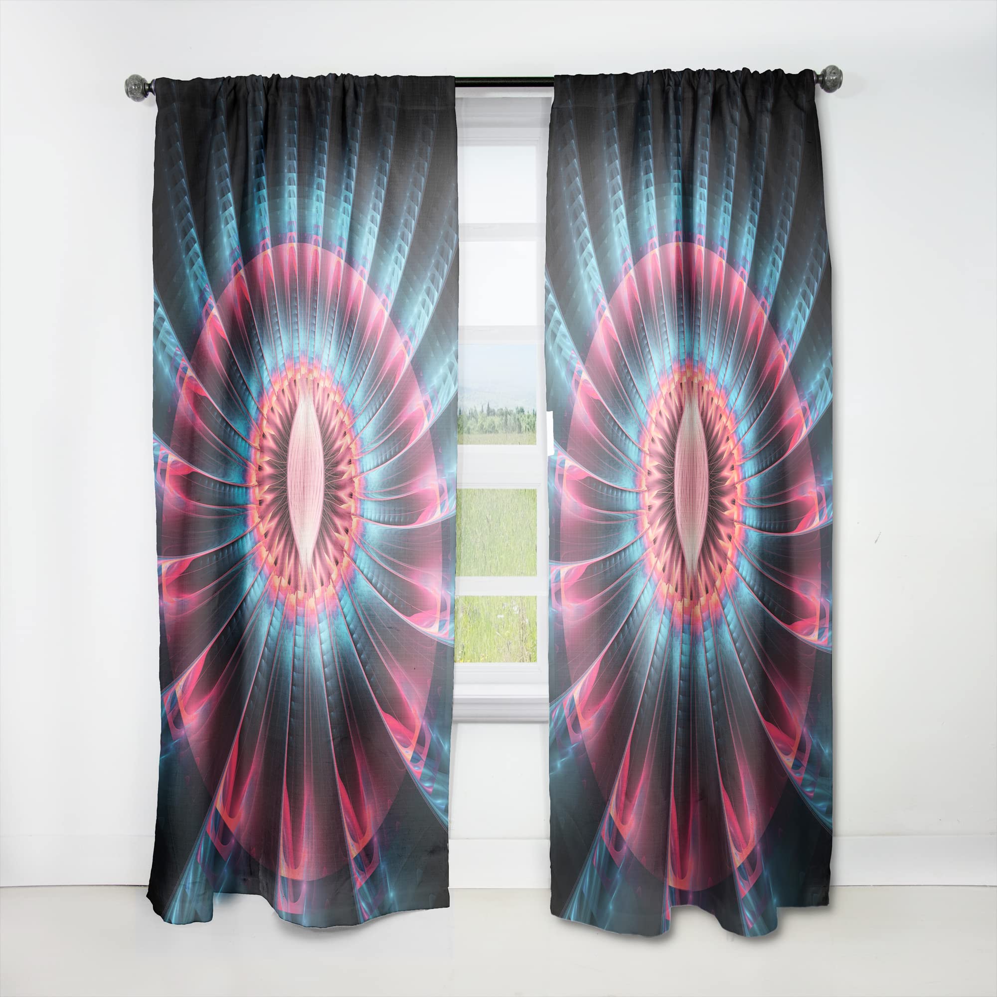 Rideaux Modernes Abstraits DesignQ à Motif Fleurs Fractales pour Fenêtre