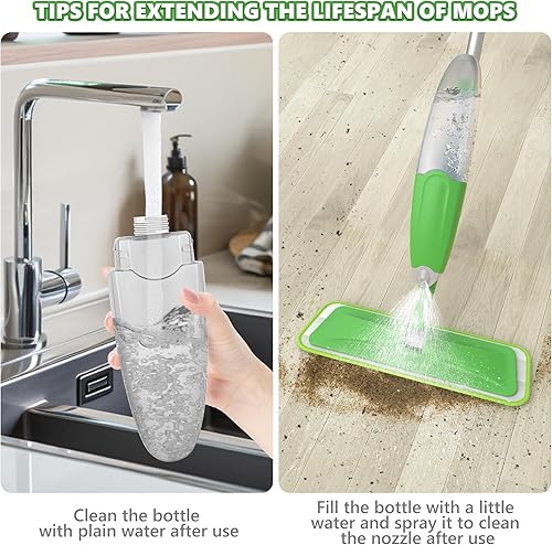 Miniatura 7 de Trapeadores en aerosol para limpieza de suelos, mopas de microfibra para suelos húmedos y secos con 4 almohadillas lavables reutilizables, mopa de
