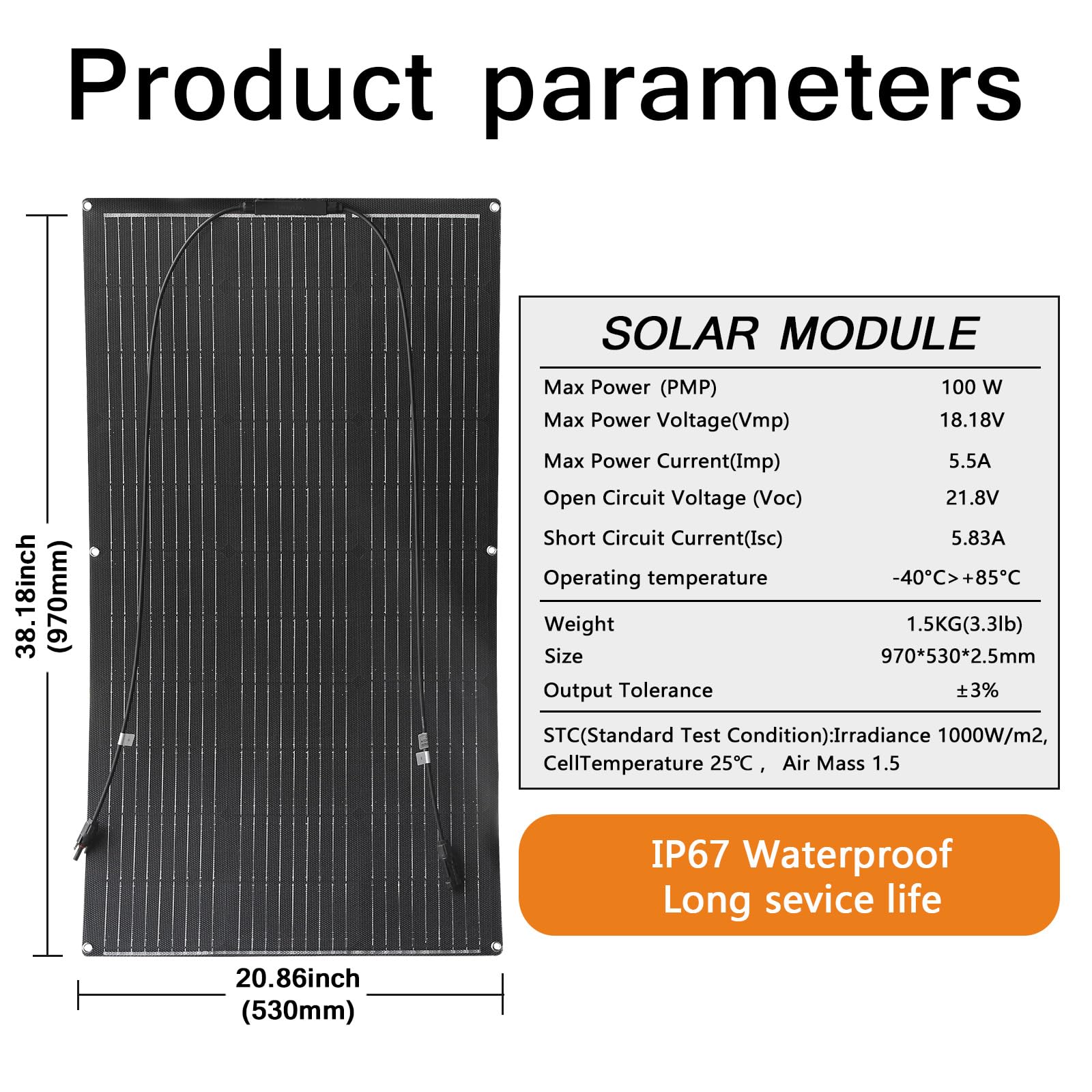 Placa Solar Flexible 100W 12V ETFE Panel Solar Flexible Monocristalino Portátil para Barcos RV Remolques Autocaravana 12V batería y Superficies Irregulares