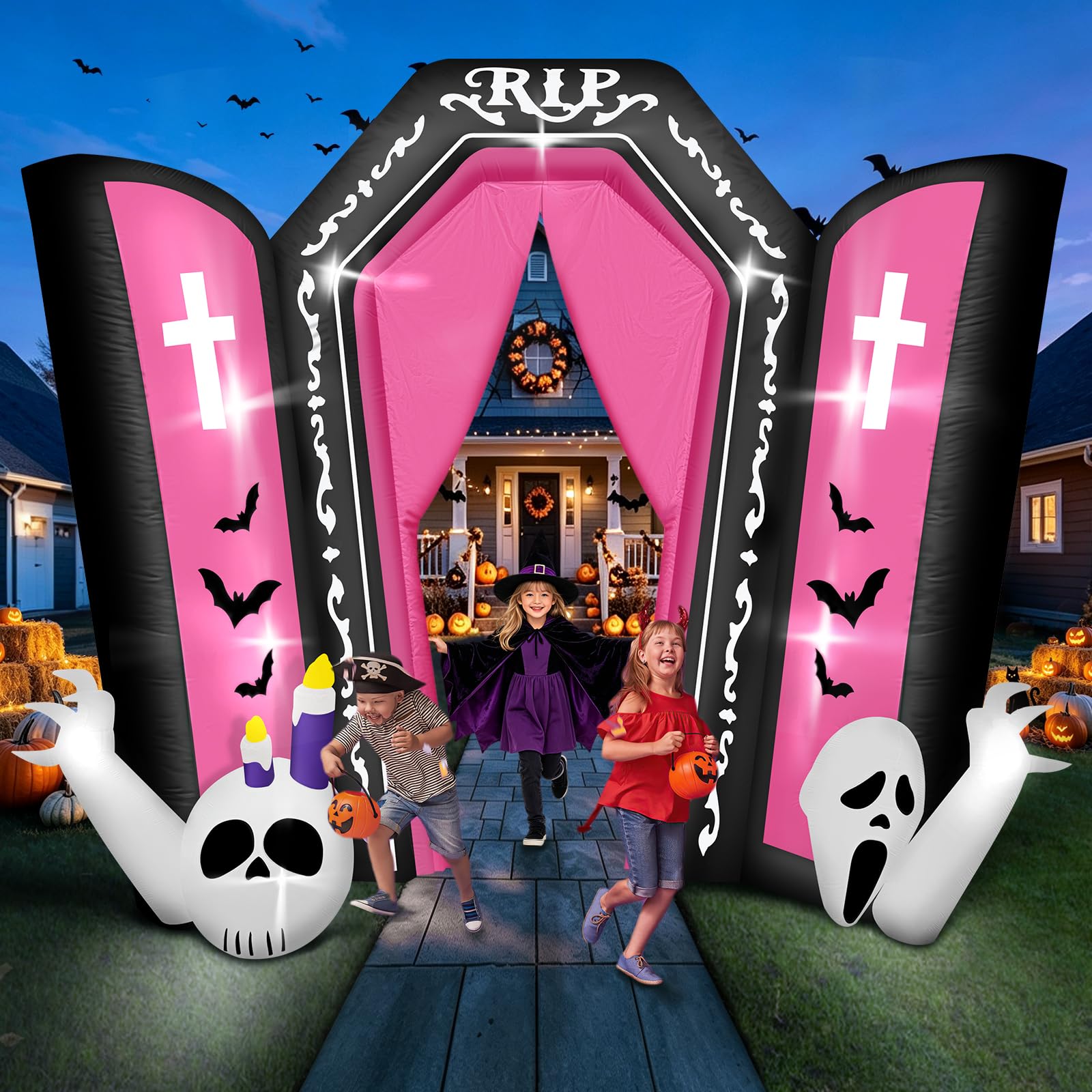 Kalolary 9 FT Halloween Inflatable Outdoor Tomb Wedding Archway Decorations