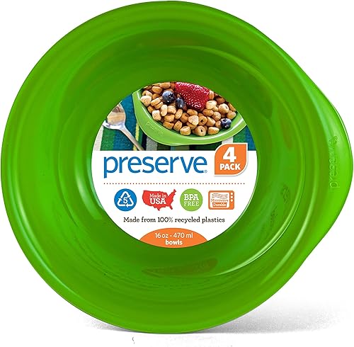 Miniatura 5 de Preserve Tazones sin BPA para uso diario, hechos de plástico reciclado en los Estados Unidos, juego de 32 unidades, color azul medianoche
