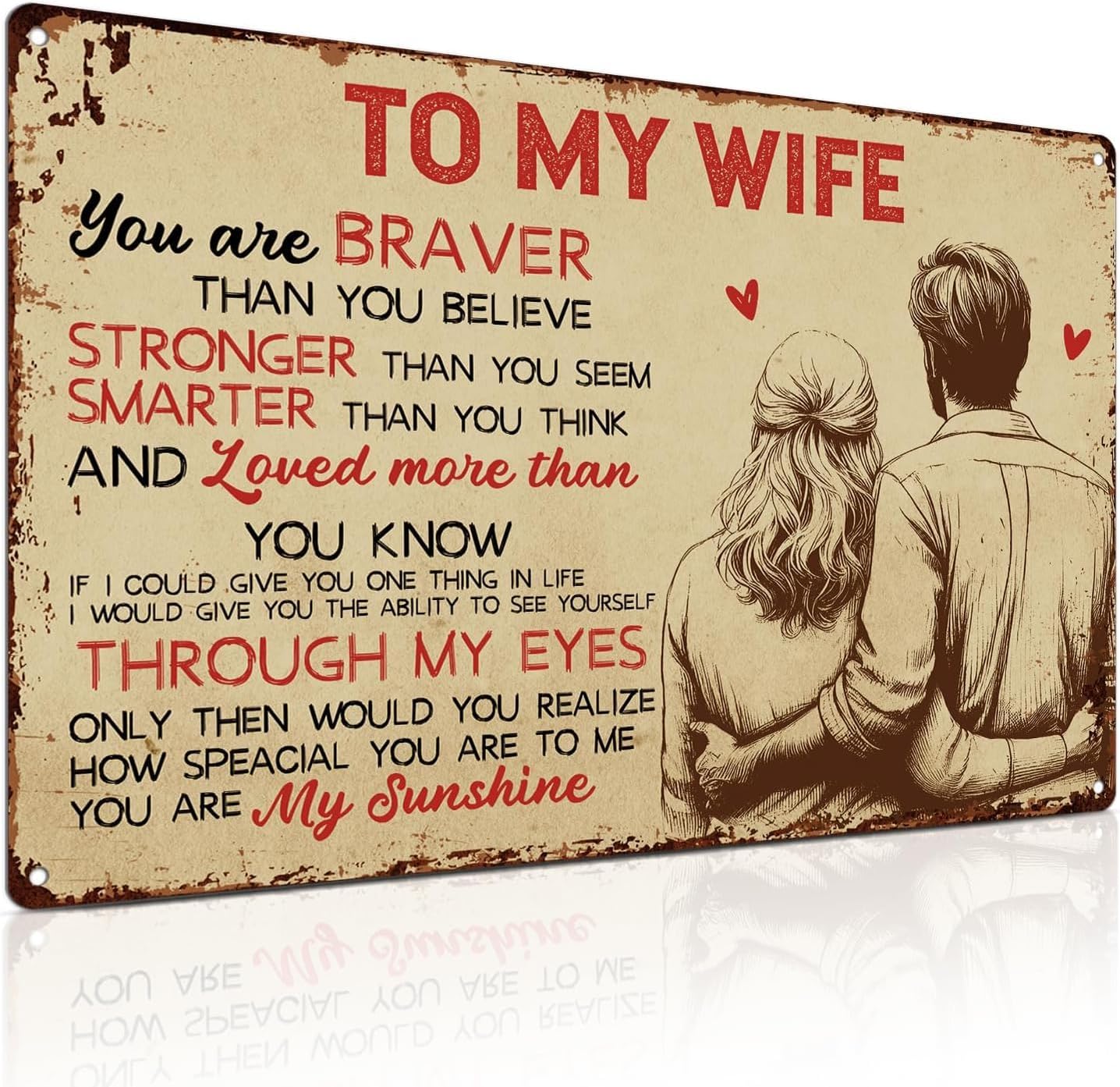 Maxsafe Gift for Wife Metal Sign Valentines Day Gifts For Her - Wife Birthday Gift Ideas, Gifts Anniversary for Women, 8x12 Inch