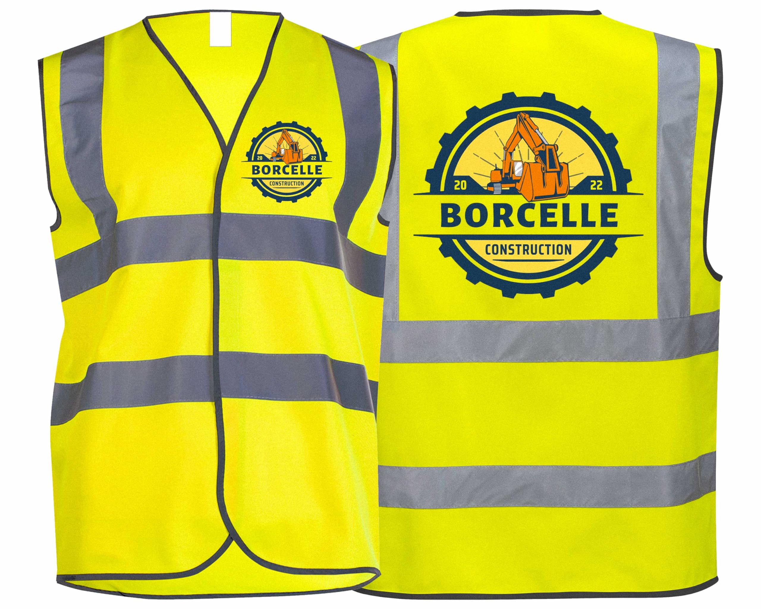 Custom Logo Hi-vis Vest - 5XL - Yellow - Front & Back - High Visibility Safety Jacket - Personalised Photo Reflective Vest - Safety Vest with Custom Front and Back