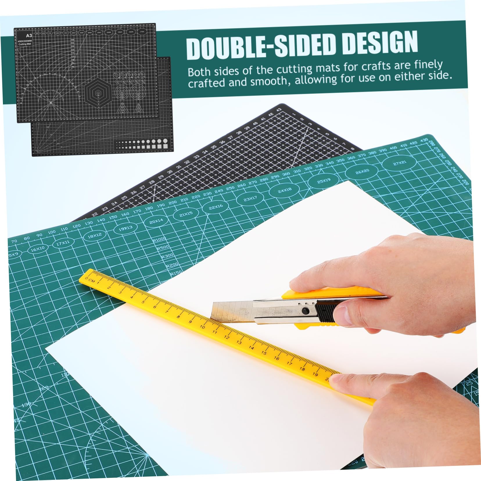 2 Pezzi Tappetino per Taglio Pvc per Lavori Artigianali | Bifacciale, Design Spesso, per Progetti Domestici, Confezione da 2, Superficie Grigliata
