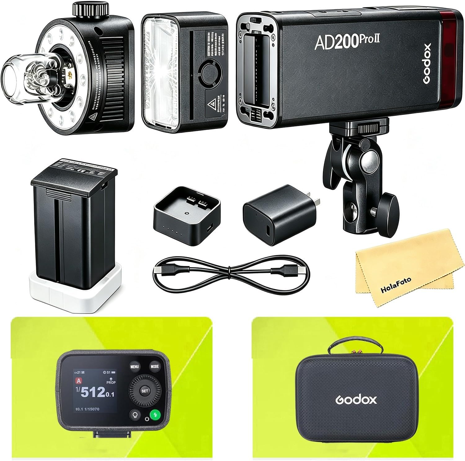 AD200 Pro II AD200Pro II 200Ws TTL Pocket Flash Strobe | for Canon Sony Nikon Fujifilm Olympus Panasonic Etc Cameras,2.4G 1/8000 HSS,500 Full Power Flashes,0.01-1.8s Recycle Time