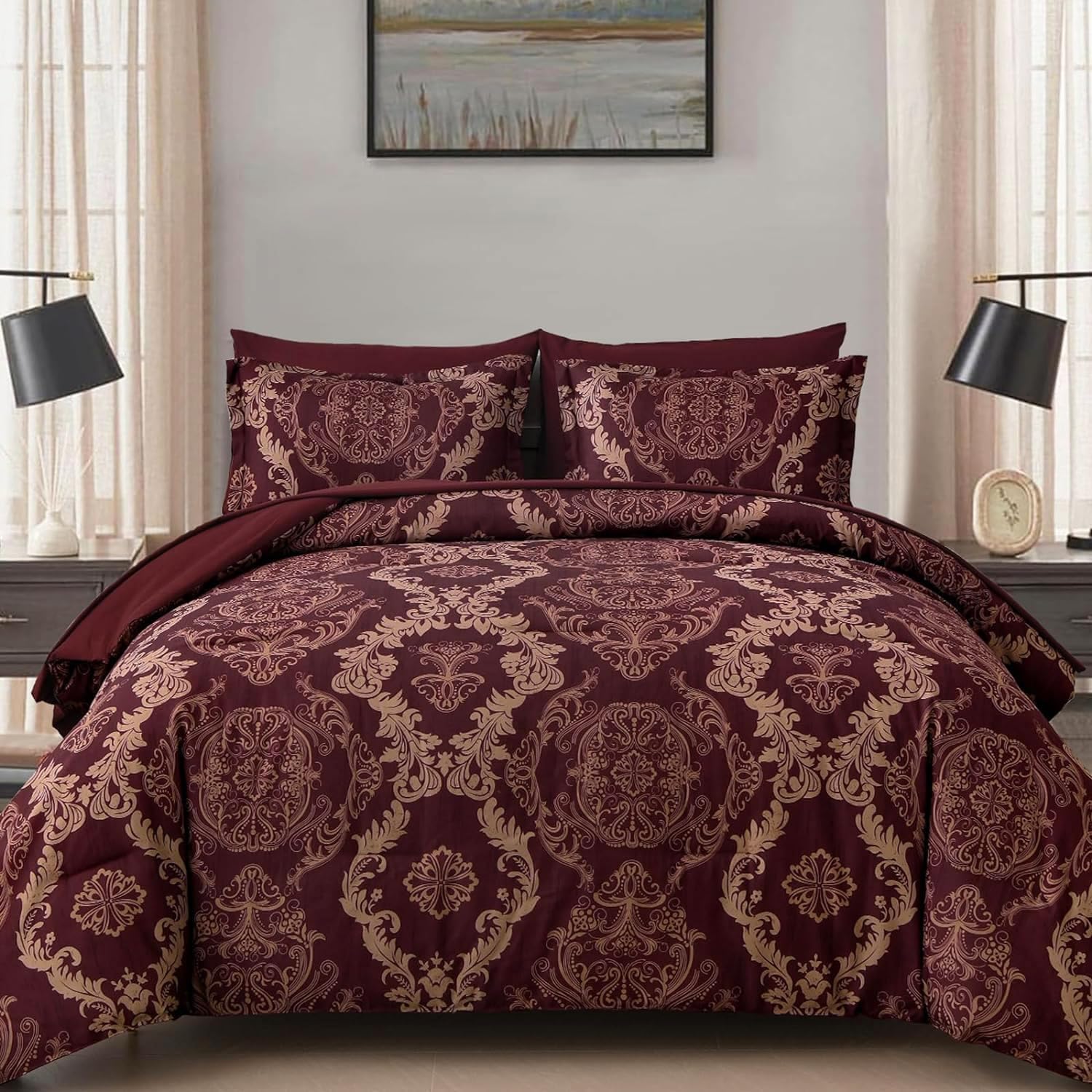 WONGS BEDDING 7-teiliges Schmusetuch Set Damast Schmusetuch Bettgarnitur YS01AB090730F7U-A
