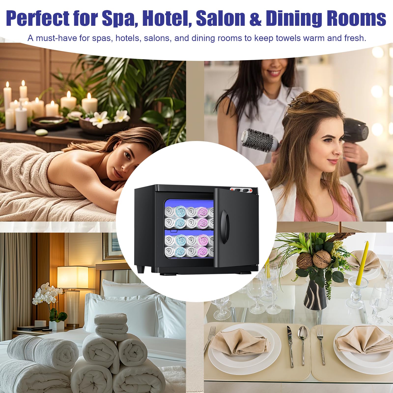 23L Handtuchwärmer Schrank mit 360° UV-Sterilisation, 80 °C Warmhaltefunktion – Ideal für Friseur, Salon, Badezimmer & Wellness