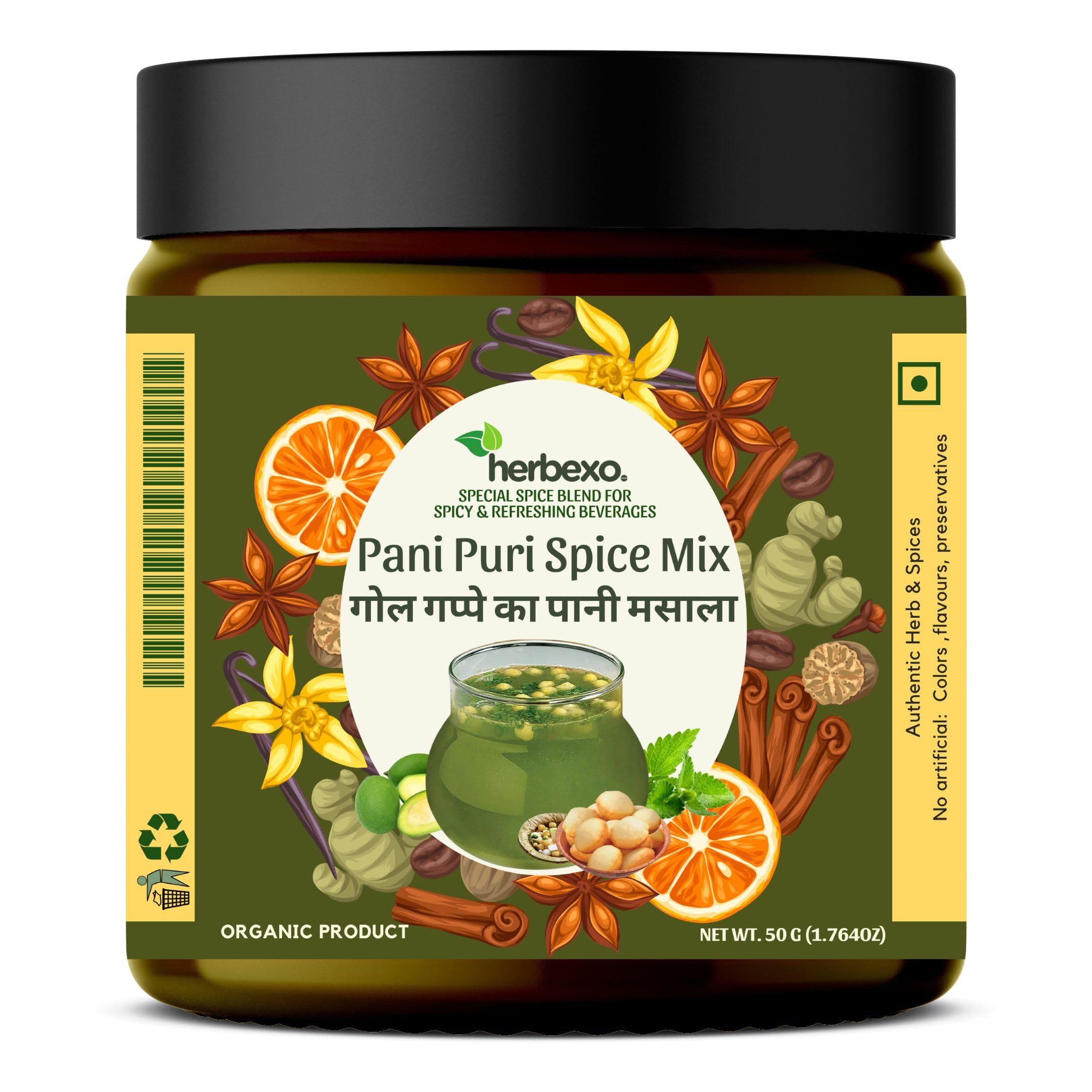 Herbexo Pani Puri Masala 50g - Authentic Panipuri Masala Powder Mix for Delicious Golgappa Pani - Spice Blend for Traditional Indian Street Food - Easy to Use Pani Puri Water Mix (B0CLRKWLKP) Amazon Price History, Amazon Price Tracker