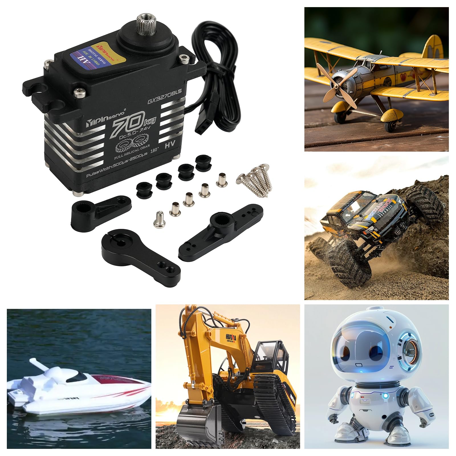 4 servos impermeables sin escobillas de 70 kg, ultra par de torsión 8.4 V, servo digital con engranajes de metal para 1/8 1/10 RC Car Crawler Truck Boat