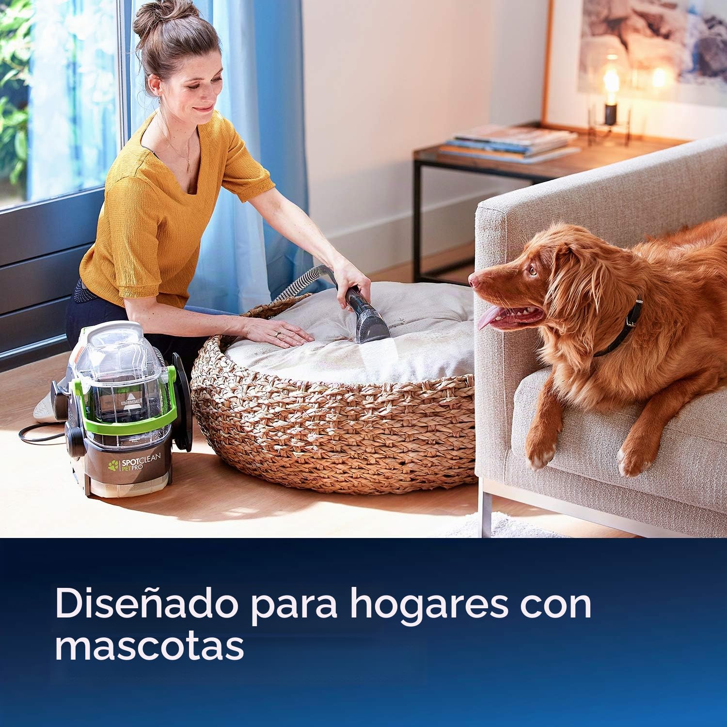 Bissell 15585 SpotClean Pet Pro Portable, 750 W, 84 Decibelios, Negro/Verde + Wash & Refresh Accesorio para aspiradora, 1.5 litros, Combinaison, Azul Oscuro